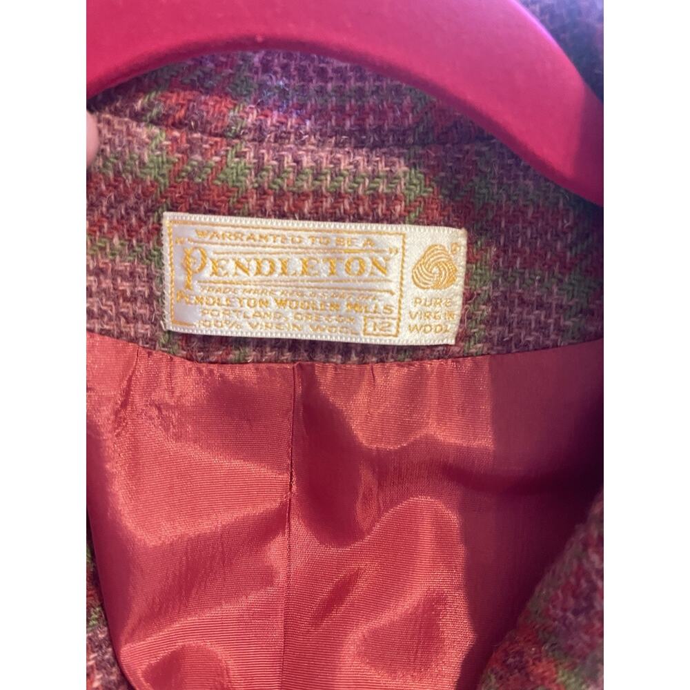 VTG 70’s Pendleton USA Virgin Wool Tartan Preppy Riding Longline Jacket Blazer 4 - Picture 6 of 7